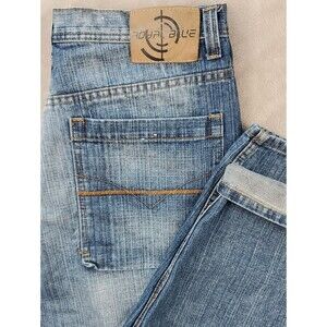 Royal Blue | Men's Size 34x30 | Y2K Acid Wash Straight Leg Jeans | Light Blue